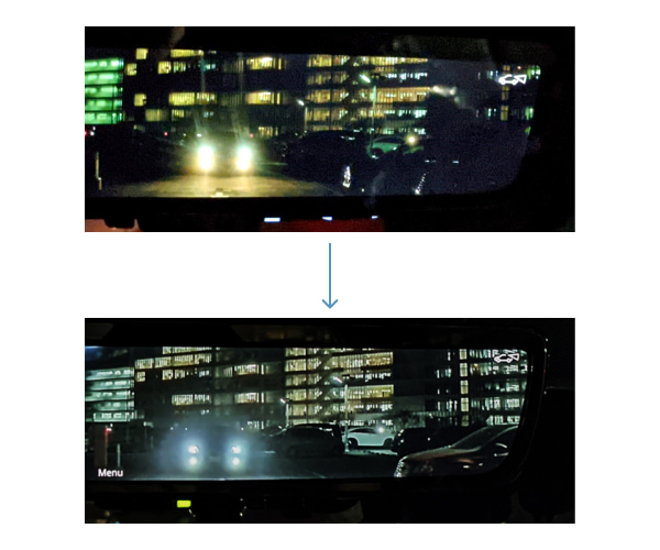夜間で鮮明な映像表示